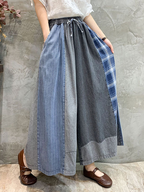 Wide Leg Split-Joint Striped Casual Pants Bottoms Jean Pants Bottoms