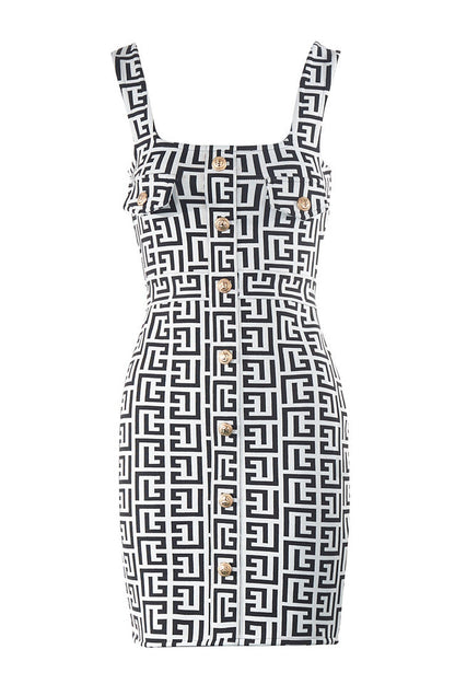 Jacquard Bandage Mini Dress Black