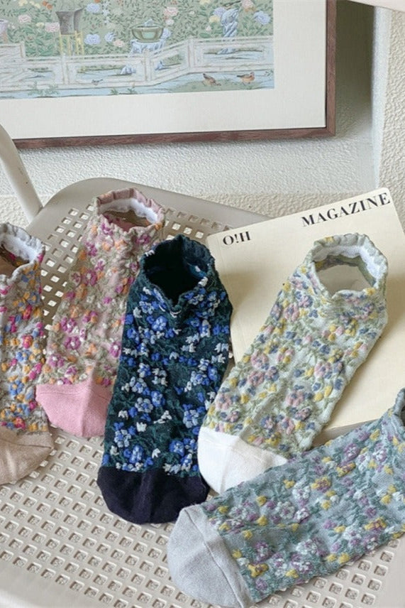 3-Pair Vintage Floral Ankle Socks