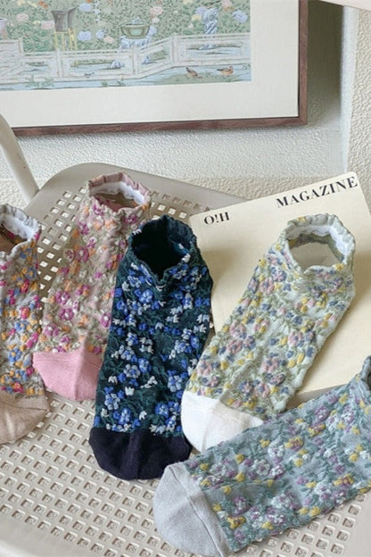 3-Pair Vintage Floral Ankle Socks