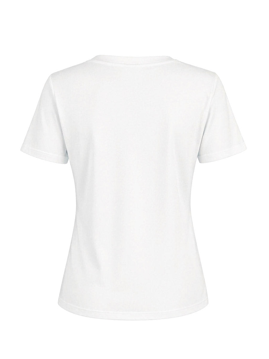 Printed Skinny Short Sleeves Round-Neck T-Shirts Tops