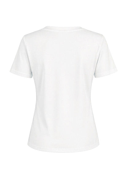 Printed Skinny Short Sleeves Round-Neck T-Shirts Tops