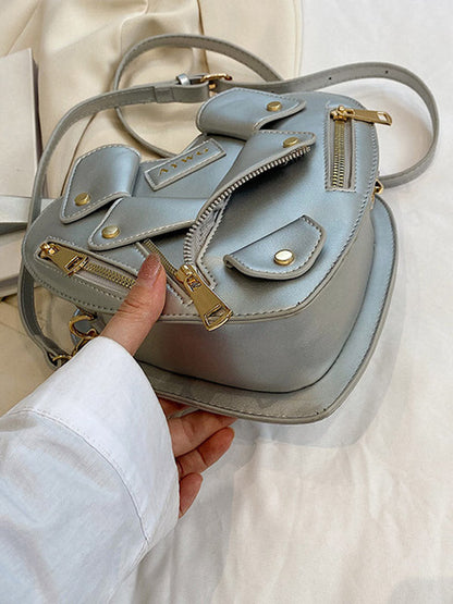 Heart Shape Split-Joint Zipper Bags Crossbody Bags Handbags