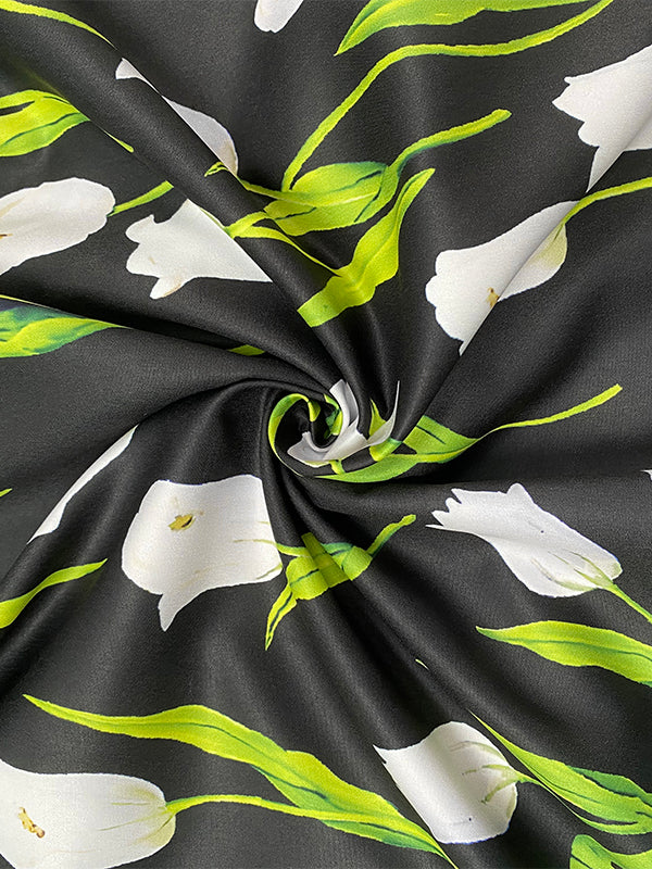 A-Linien-Minikleid mit lockerem Knopf und Blumendruck und Stehkragen 