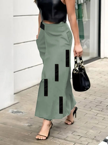 A-Line Loose Asymmetric Elasticity Pockets Split-Joint Skirts Bottoms