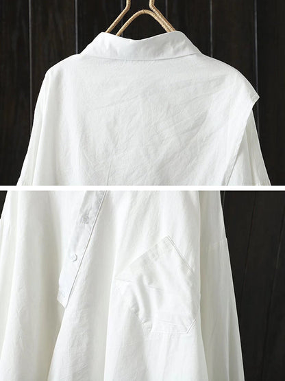 Chemisier ample noir et blanc à manches longues et coupe irrégulière 