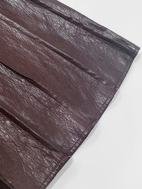 Loose Elastics Pleated Solid Color Zipper Skirts Bottoms