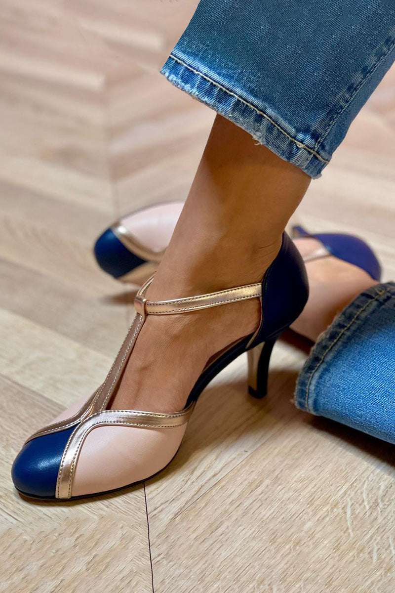 Alessia™ | Colorful T-Strap Pumps with Round Toe