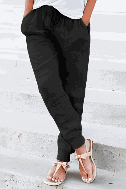 Tara | Women's Drawstring Jogger Pants with Elastic Ankle Cuffs