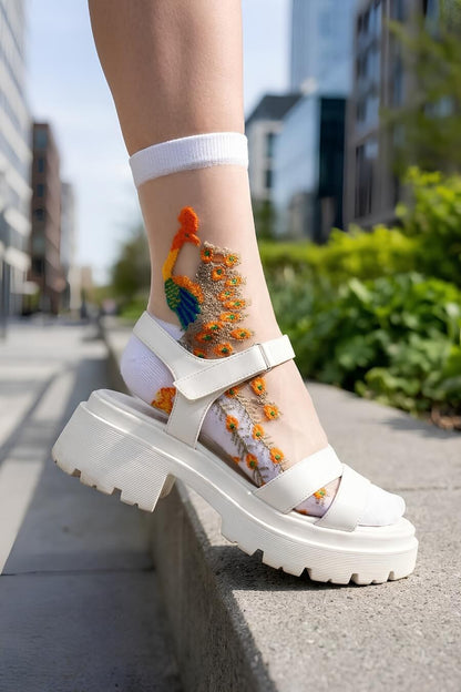 Peacock Sheer Mesh Socks