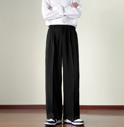 Men Plain Wide Leg Dress Pants | Business Casual Pants | Slim-Fit Trousers
