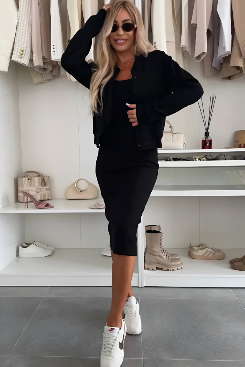 Stella | Women's Midi Dress and Cardigan Set Two-Piece Outfit