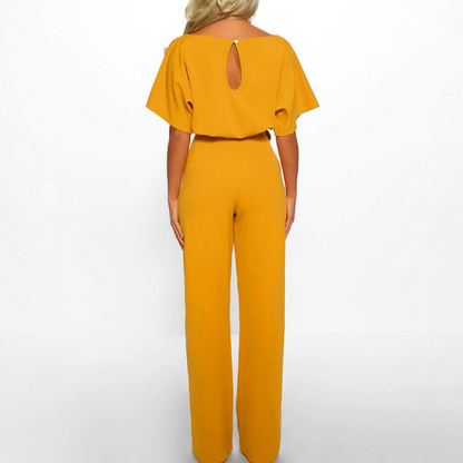 Celeste | Women's Belted Wide Leg Jumpsuit Batwing Sleeve Elegant