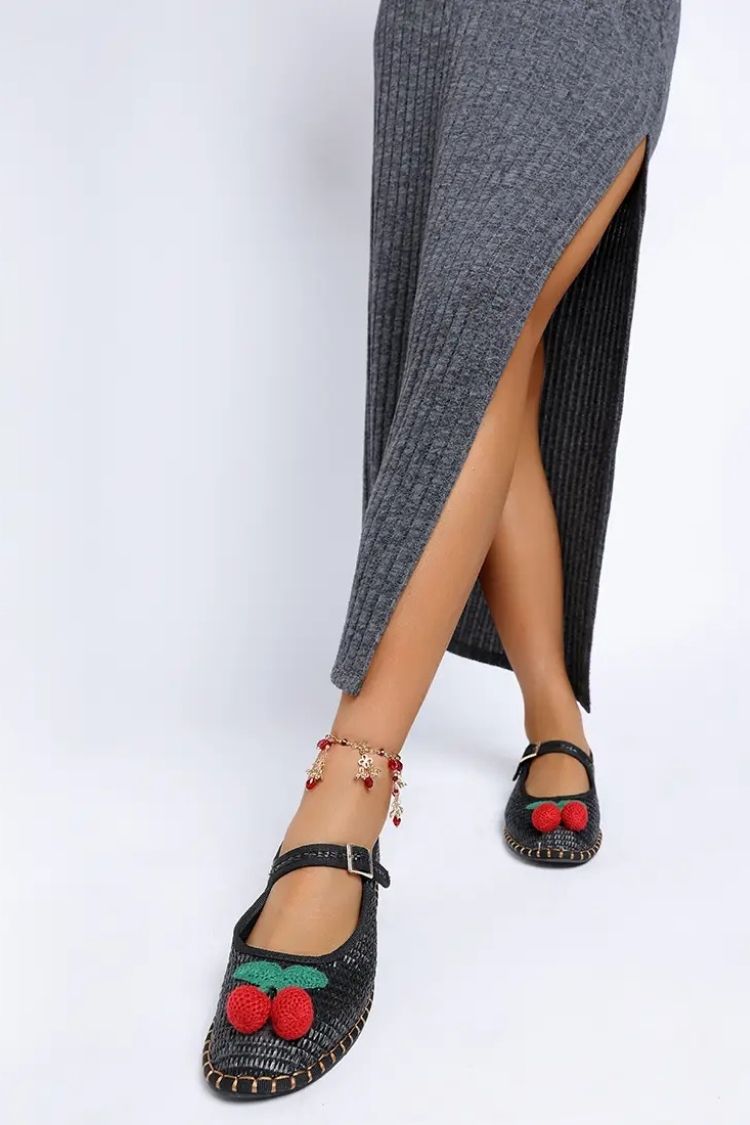 Cherry Accent Mary Jane Flats
