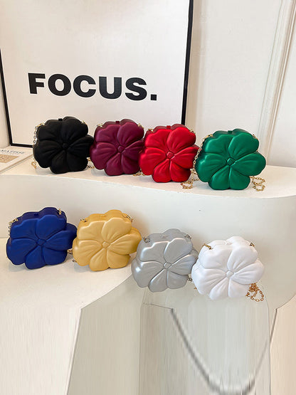 Sacs à bandoulière brillants en forme de fleur avec chaînes 