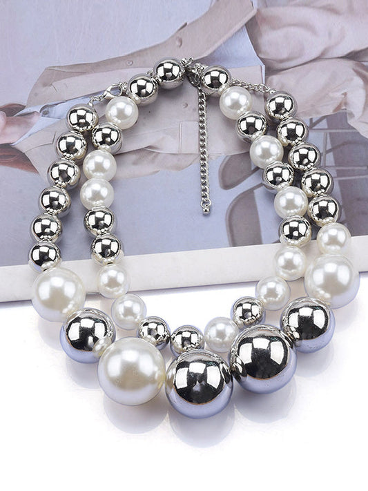 Beaded Contrast Color Dainty Necklace Necklaces Accessories SILVER One_size