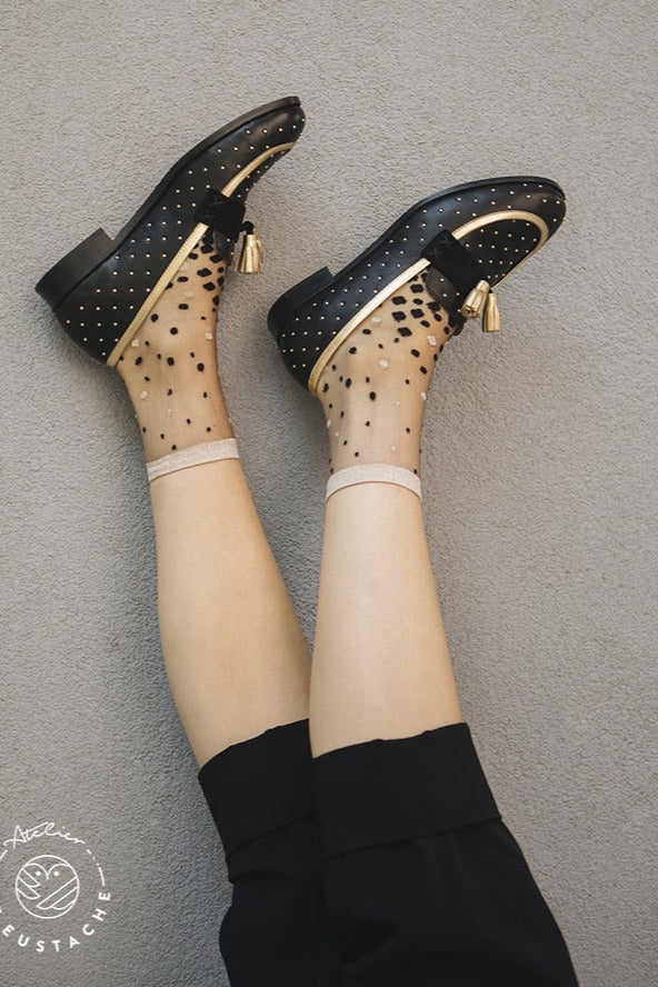 Gold Plumetis Sheer Socks