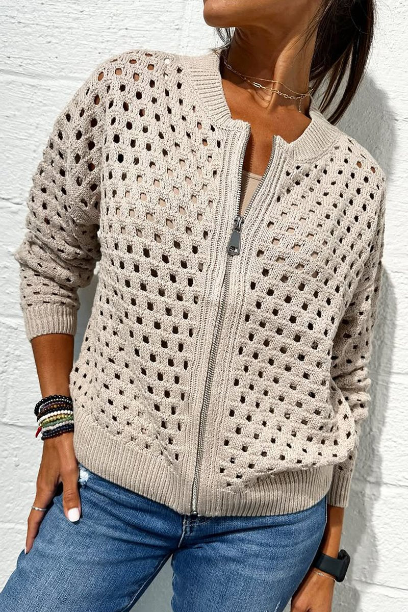 Hollow knitwear zipper jacket