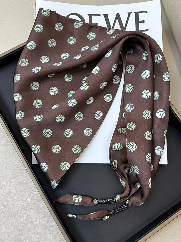 Polka-Dot Printed Scarf BROWN One_size
