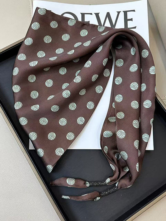 Polka-Dot Printed Scarf BROWN One_size