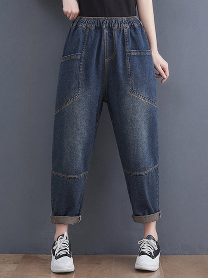 Artistic Retro Loose Elasticity Jean Pants