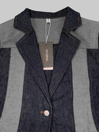 Long Sleeves Loose Contrast Color Split-Joint Deep V-Neck Jackets Outerwear