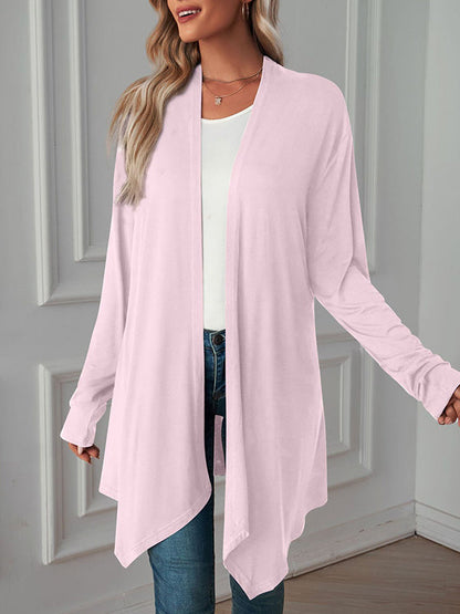 Vêtements d'extérieur amples à manches longues et col affirmé de couleur unie 