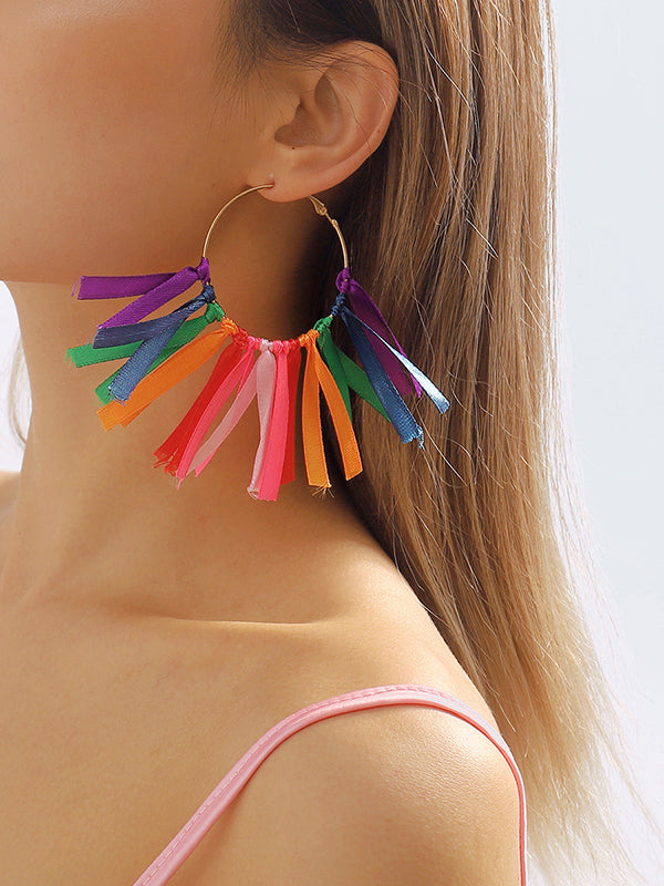 Contrast Color Drop Earrings COLORFUL One_size