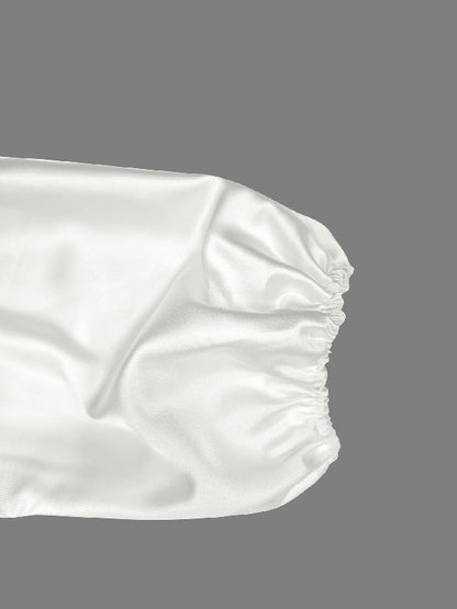 High Waisted Puff Sleeves Falbala Solid Color V-Neck Maxi Dresses