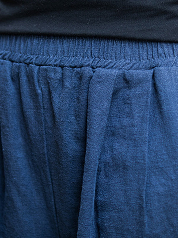 Elastische, einfarbige Hose mit weitem Bein 