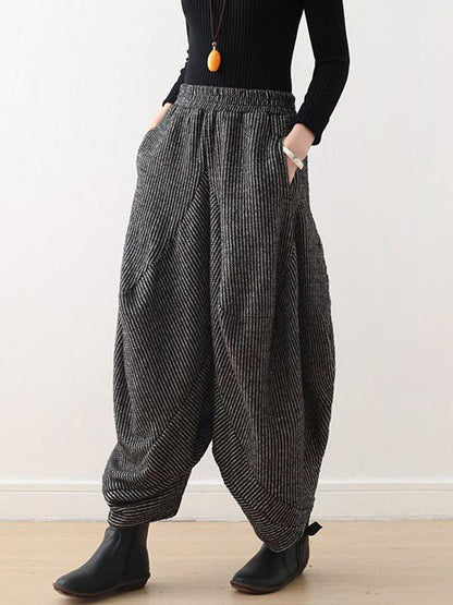 Pantalon large asymétrique en tricot épais vintage à jambes lanternes 