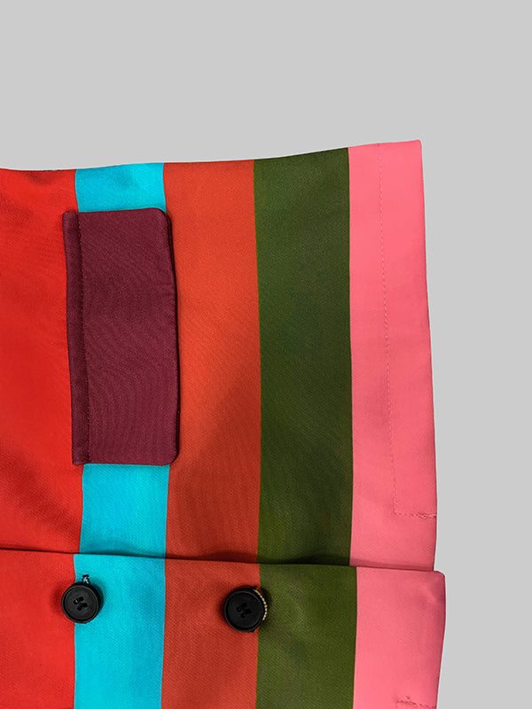 Vestes à revers rayées multicolores à manches évasées 