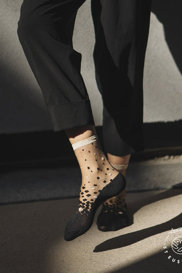Gold Plumetis Sheer Socks