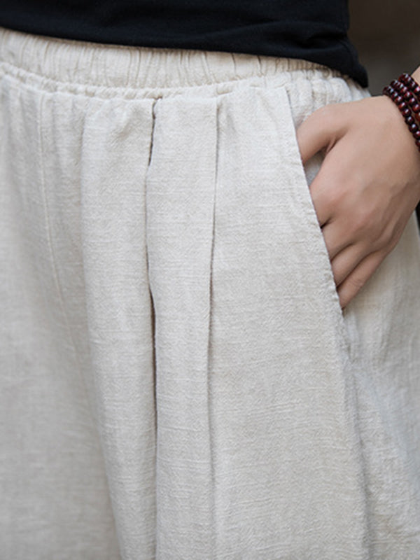 Elastische, einfarbige Hose mit weitem Bein 