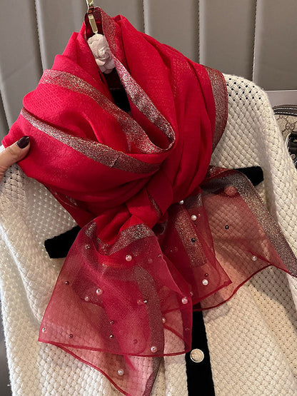 Sun-Protection Beaded See-Through Shawl&Scarf