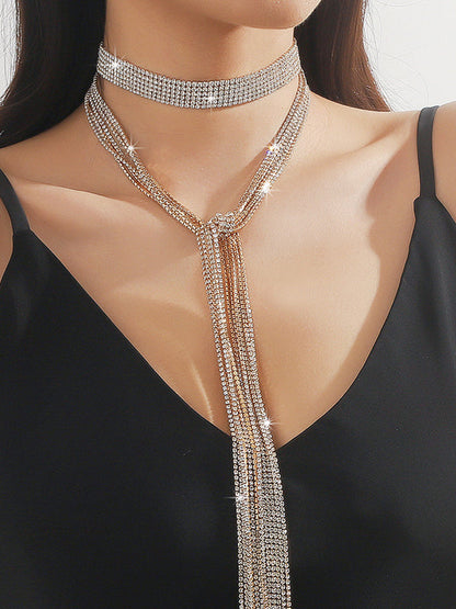 Rhine Stones Tasseled Necklaces Accessories