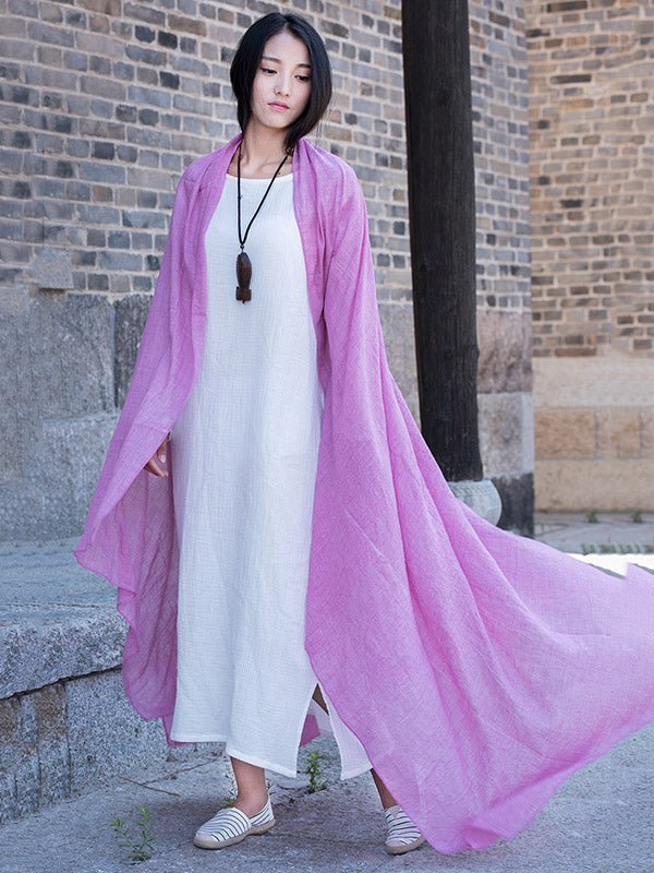 8 Colors Vintage Solid Color Ramie Cotton Shawl Scarf