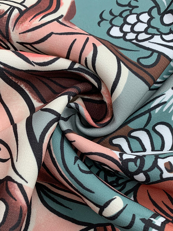 Flared Pants Floral Printed High-Waisted Pockets Jean Pants Bottoms