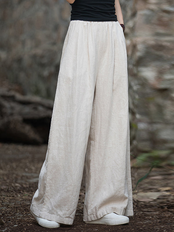 Elastische, einfarbige Hose mit weitem Bein 