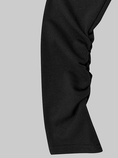 Long Sleeves Loose Contrast Color Printed High Neck T-Shirts Tops