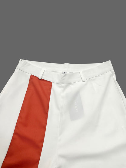 Batwing Sleeves Half Sleeves Solid Color Top + Contrast Color Wide Leg Pants Two Pieces Set