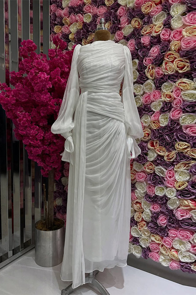 Sonia Lantern Sleeve Ruched Maxi Dress