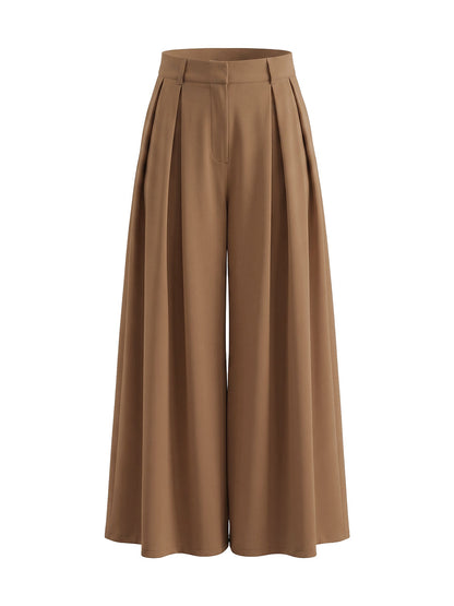 Solid Color Pleated Wide Pants Wide Leg Pants