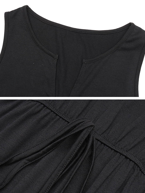 Sleeveless Solid Color Zipper V-Neck Jumpsuits