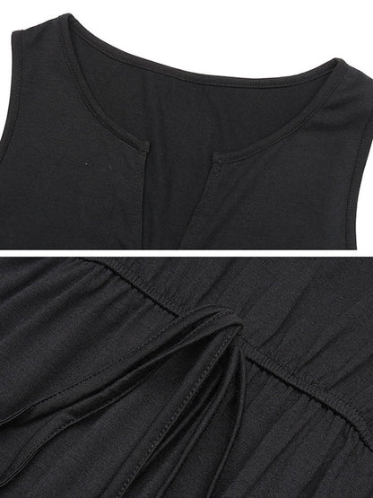 Sleeveless Solid Color Zipper V-Neck Jumpsuits