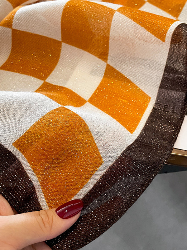 Écharpe imprimée à carreaux de couleur contrastée simple et tendance 