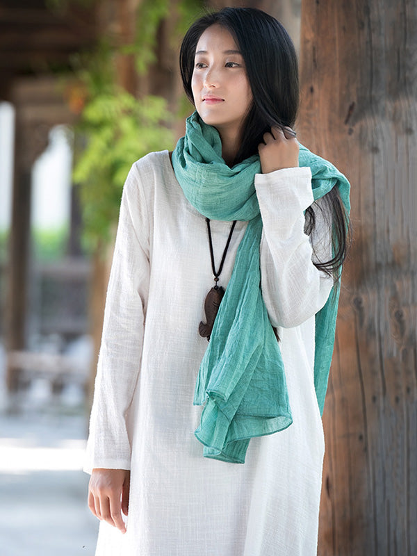 8 Colors Vintage Solid Color Ramie Cotton Shawl Scarf