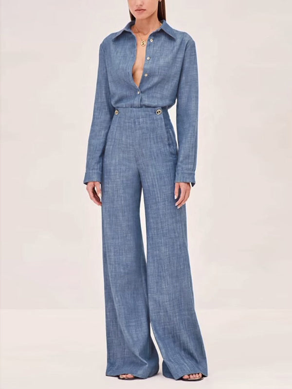 Hose mit geradem Bein und hoher Taille und Schlitz 