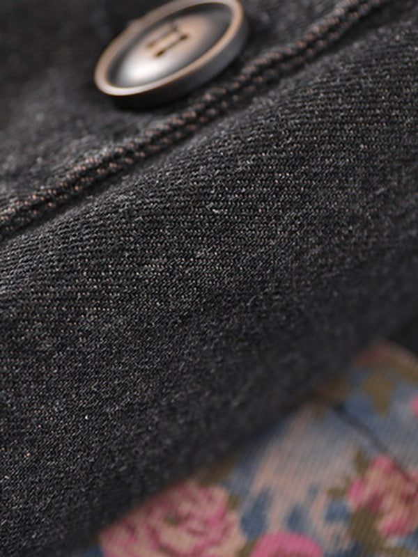 Gilet à capuche sans manches en denim ample et boutonné de couleur contrastée, style rétro artistique 