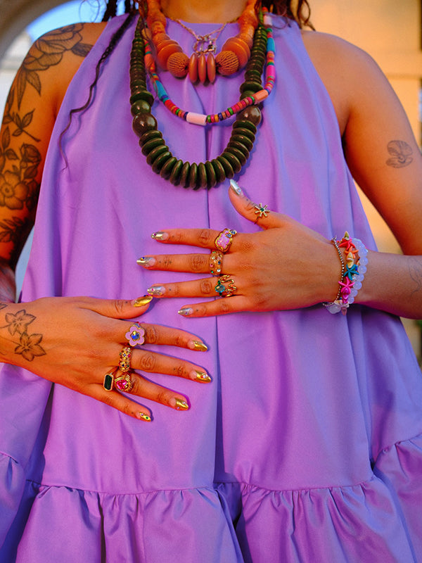 High Waisted Loose Pleated Solid Color Round-Neck Mini Dresses